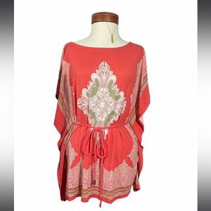 Madison Coral Boho Kaftan Top ✨